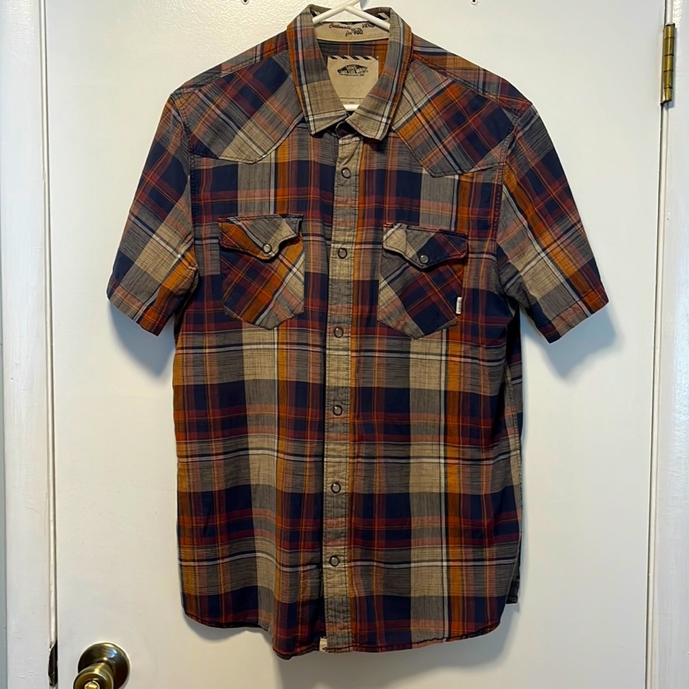Vans brand, vintage western Pearl Snap, short sleeve shirt, men’s large